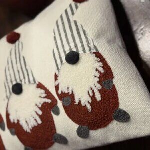 NEW 12x16" Pottery Barn Christmas Gnome Pom Pom Lumbar Pillow Cover + Insert